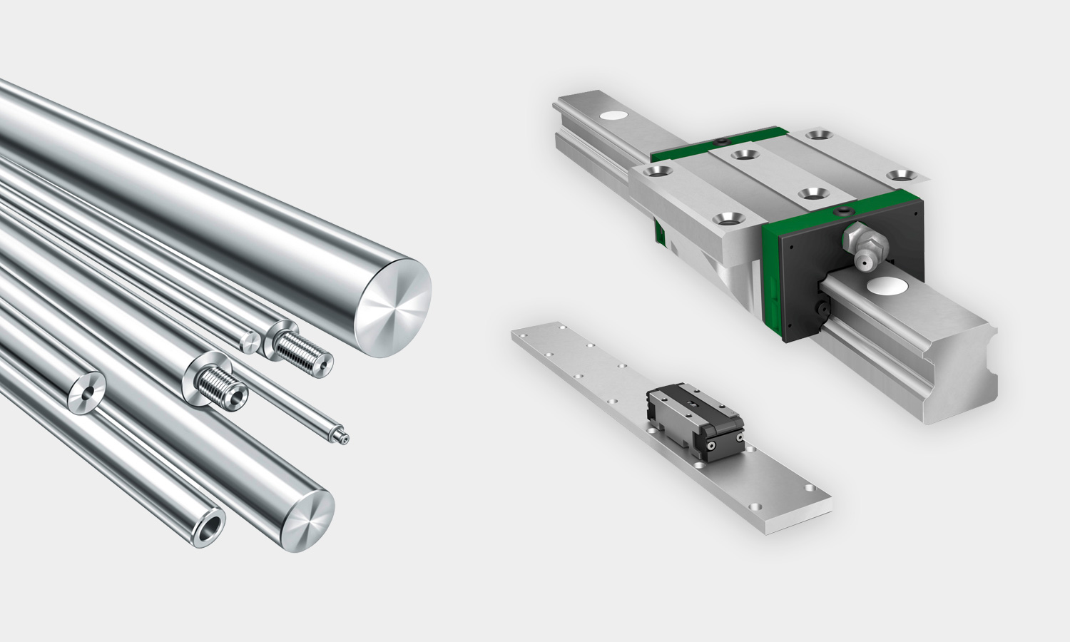 Linearführungssysteme mit Führungsschienen und Wellen aus Edelstahl – für präzise Bewegungsabläufe in Maschinen und Anlagen.